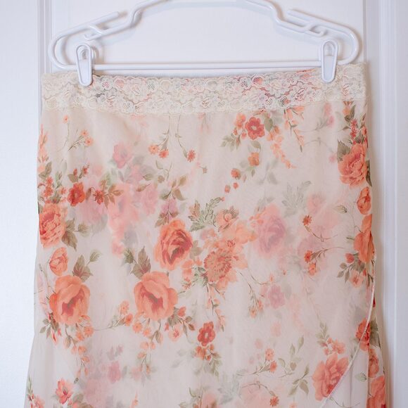 VTG XL Fashion Bug Sheer Floral Midi Skirt Overlay Lace Fairycore | Light Spring - Picture 3 of 8